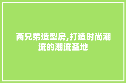 两兄弟造型房,打造时尚潮流的潮流圣地