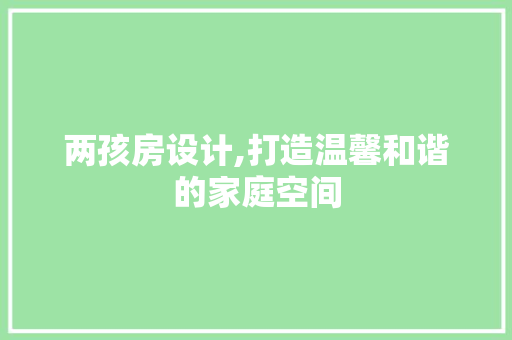 两孩房设计,打造温馨和谐的家庭空间