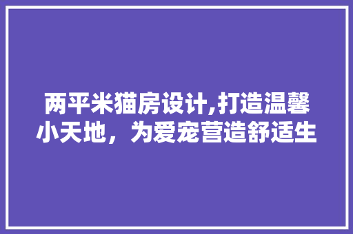 两平米猫房设计,打造温馨小天地，为爱宠营造舒适生活