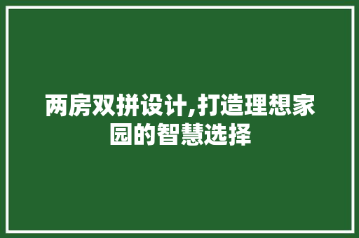 两房双拼设计,打造理想家园的智慧选择
