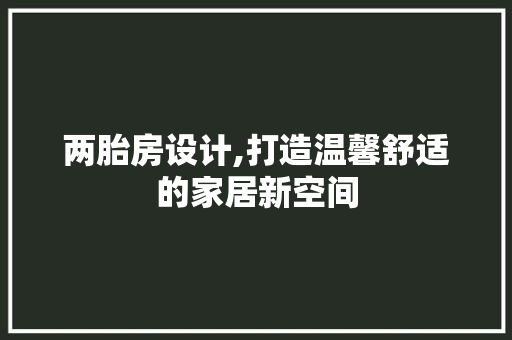 两胎房设计,打造温馨舒适的家居新空间 门窗装修