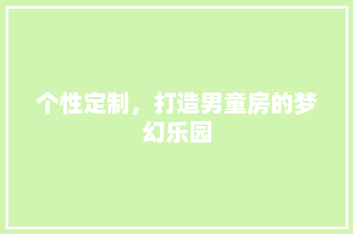 个性定制，打造男童房的梦幻乐园