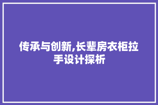 传承与创新,长辈房衣柜拉手设计探析