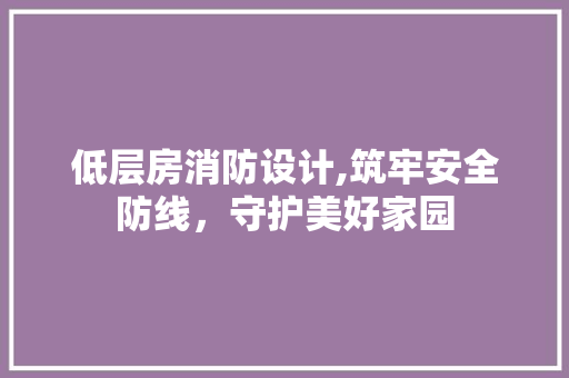 低层房消防设计,筑牢安全防线，守护美好家园