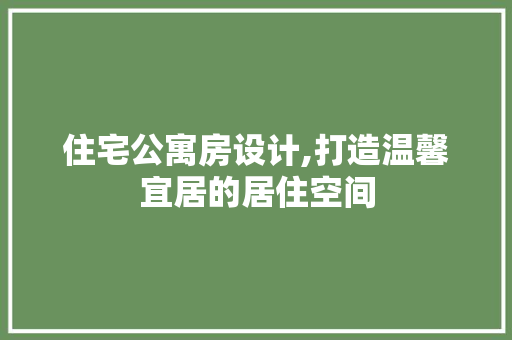 住宅公寓房设计,打造温馨宜居的居住空间 装修攻略