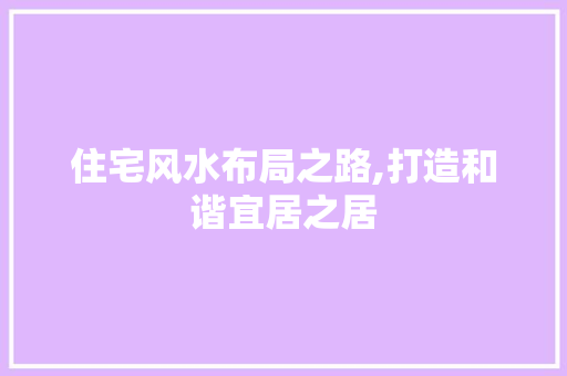 住宅风水布局之路,打造和谐宜居之居