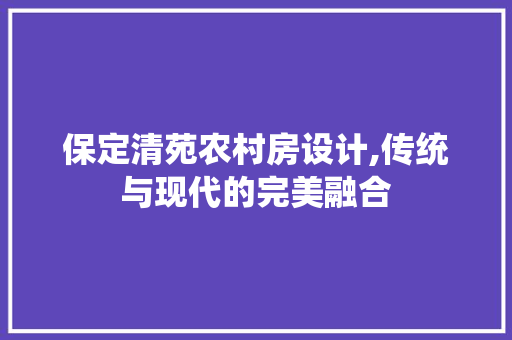 保定清苑农村房设计,传统与现代的完美融合