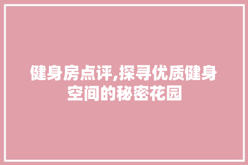 健身房点评,探寻优质健身空间的秘密花园