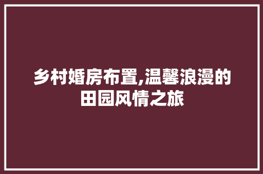 乡村婚房布置,温馨浪漫的田园风情之旅
