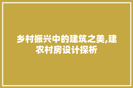 乡村振兴中的建筑之美,建农村房设计探析 隔断设计