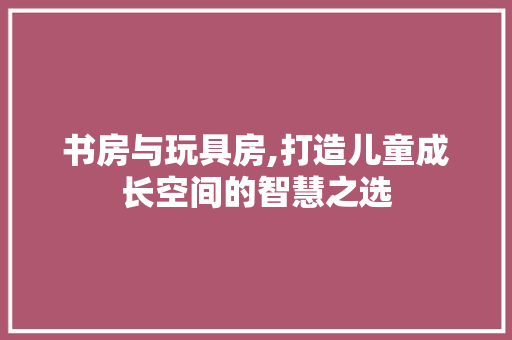书房与玩具房,打造儿童成长空间的智慧之选