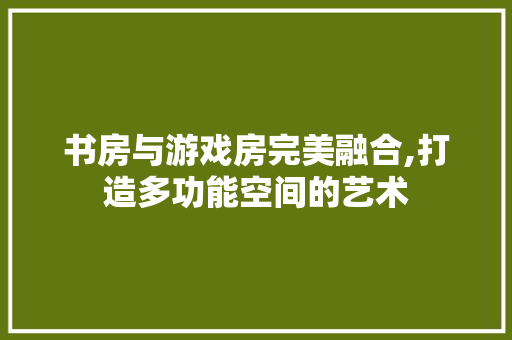 书房与游戏房完美融合,打造多功能空间的艺术