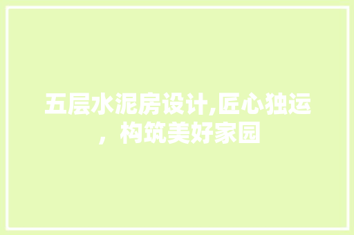 五层水泥房设计,匠心独运，构筑美好家园