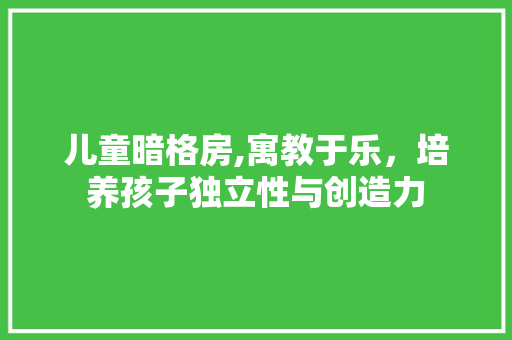 儿童暗格房,寓教于乐，培养孩子独立性与创造力