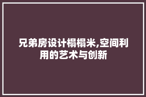兄弟房设计榻榻米,空间利用的艺术与创新