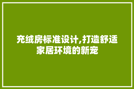 充绒房标准设计,打造舒适家居环境的新宠