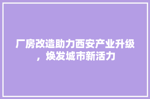 厂房改造助力西安产业升级，焕发城市新活力