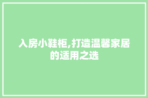 入房小鞋柜,打造温馨家居的适用之选 墙面装饰