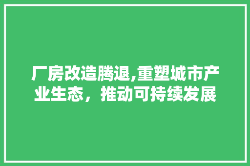 厂房改造腾退,重塑城市产业生态，推动可持续发展