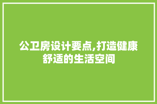 公卫房设计要点,打造健康舒适的生活空间