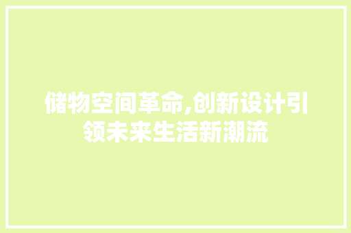 储物空间革命,创新设计引领未来生活新潮流