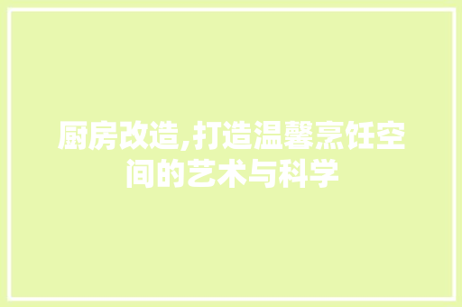 厨房改造,打造温馨烹饪空间的艺术与科学