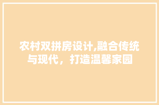 农村双拼房设计,融合传统与现代，打造温馨家园