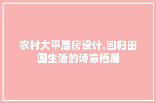 农村大平层房设计,回归田园生活的诗意栖居 装修材料