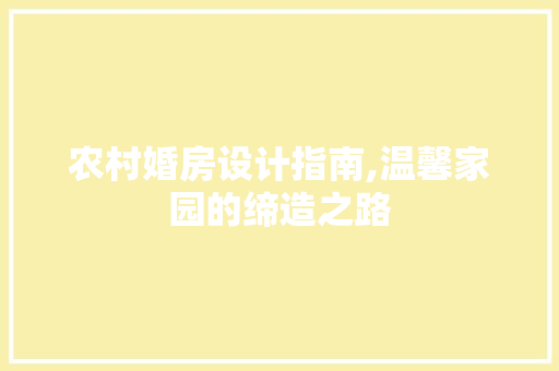 农村婚房设计指南,温馨家园的缔造之路