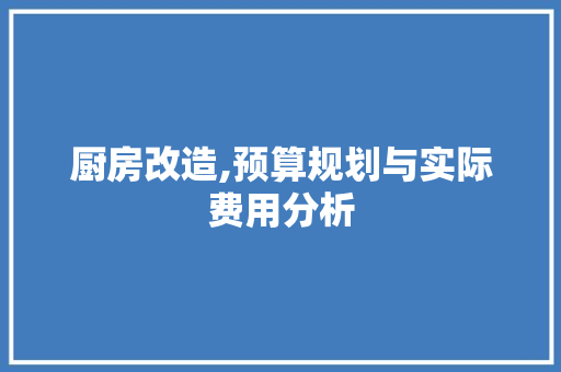 厨房改造,预算规划与实际费用分析 墙面装饰