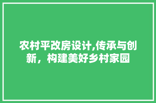 农村平改房设计,传承与创新，构建美好乡村家园 庭院装修