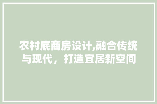 农村底商房设计,融合传统与现代，打造宜居新空间 装修攻略