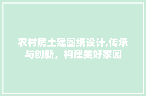 农村房土建图纸设计,传承与创新，构建美好家园