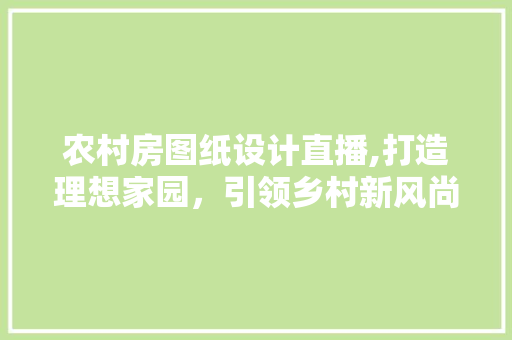 农村房图纸设计直播,打造理想家园，引领乡村新风尚