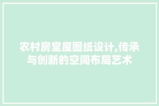 农村房堂屋图纸设计,传承与创新的空间布局艺术