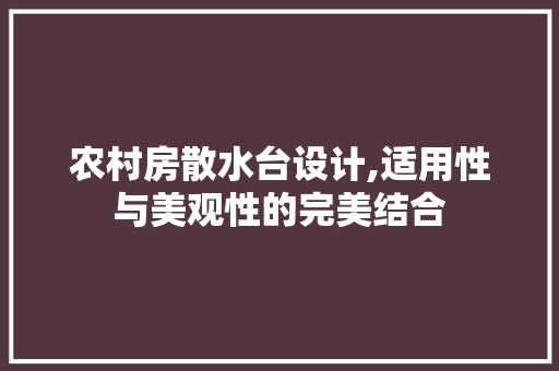 农村房散水台设计,适用性与美观性的完美结合