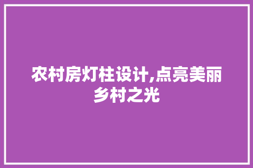 农村房灯柱设计,点亮美丽乡村之光 地面装修