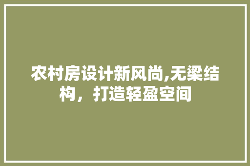 农村房设计新风尚,无梁结构，打造轻盈空间