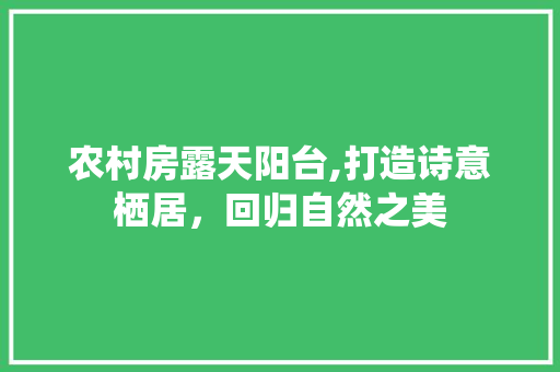 农村房露天阳台,打造诗意栖居，回归自然之美