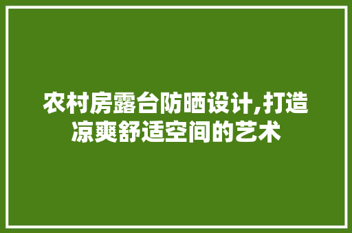 农村房露台防晒设计,打造凉爽舒适空间的艺术