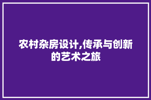 农村杂房设计,传承与创新的艺术之旅 地面装修