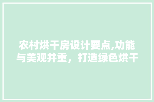 农村烘干房设计要点,功能与美观并重，打造绿色烘干新时代