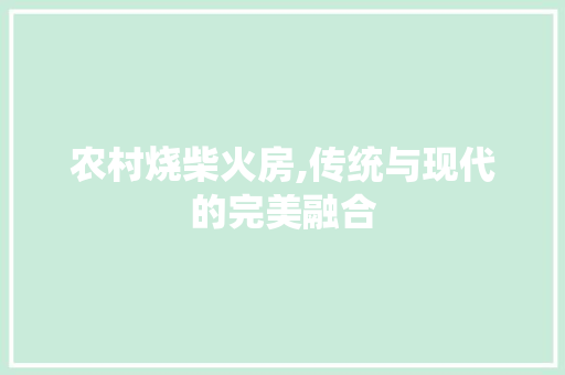 农村烧柴火房,传统与现代的完美融合