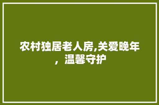 农村独居老人房,关爱晚年,温馨守护 景观设计 农村独居老人房,关爱晚年,温馨守护 景观设计