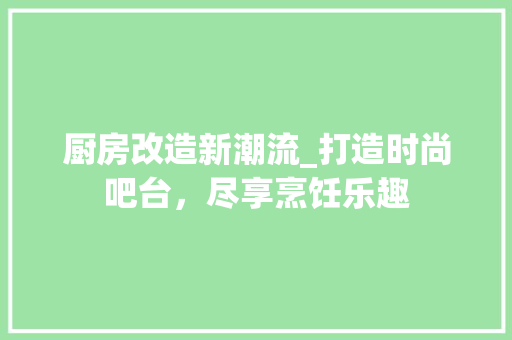 厨房改造新潮流_打造时尚吧台，尽享烹饪乐趣 建筑设计