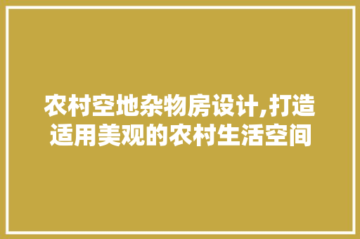 农村空地杂物房设计,打造适用美观的农村生活空间