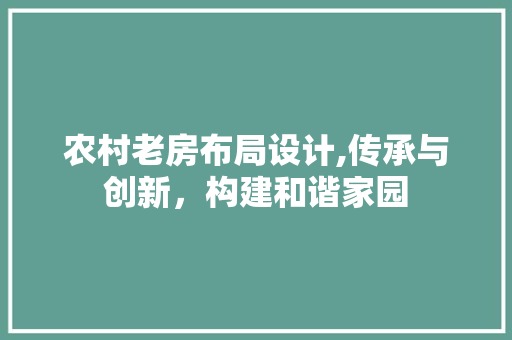 农村老房布局设计,传承与创新，构建和谐家园 墙面装饰
