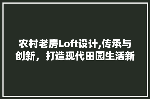 农村老房Loft设计,传承与创新，打造现代田园生活新风尚