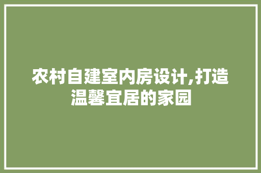 农村自建室内房设计,打造温馨宜居的家园