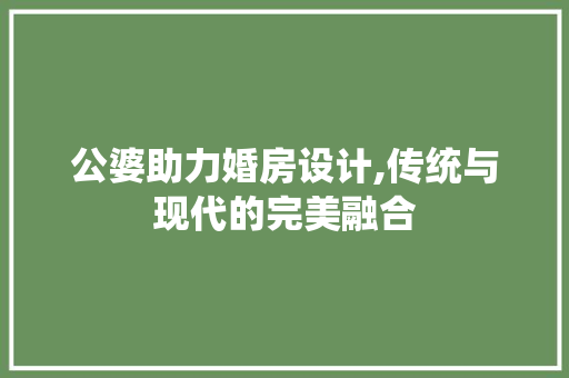 公婆助力婚房设计,传统与现代的完美融合 庭院装修